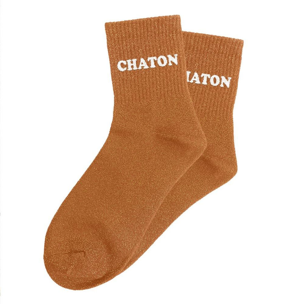 Chaussettes pailletées tuftées « Chaton »