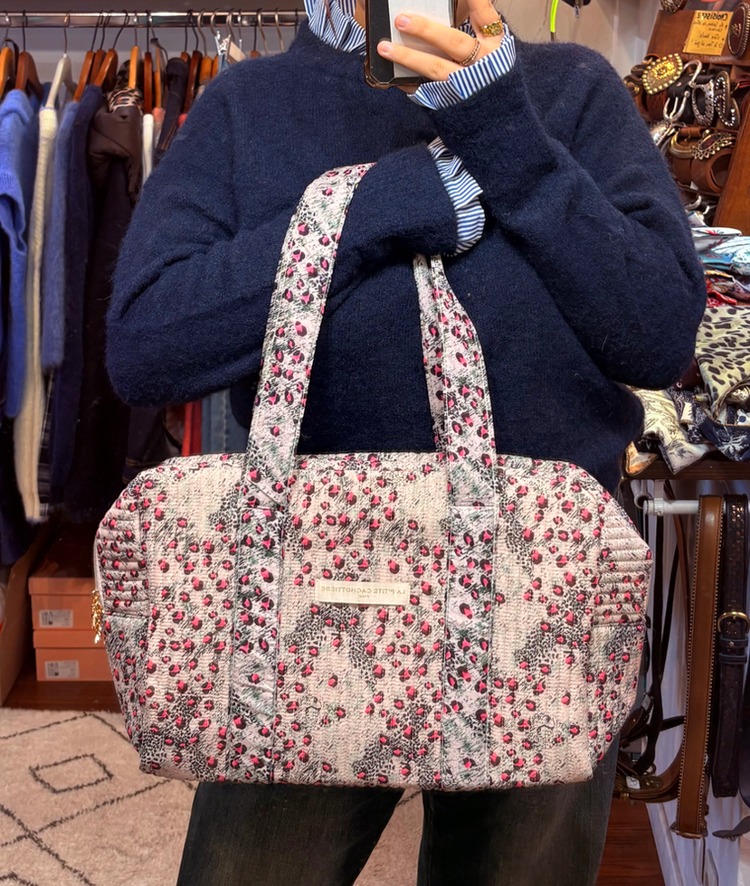 Sac cabas matelassé motif léopard