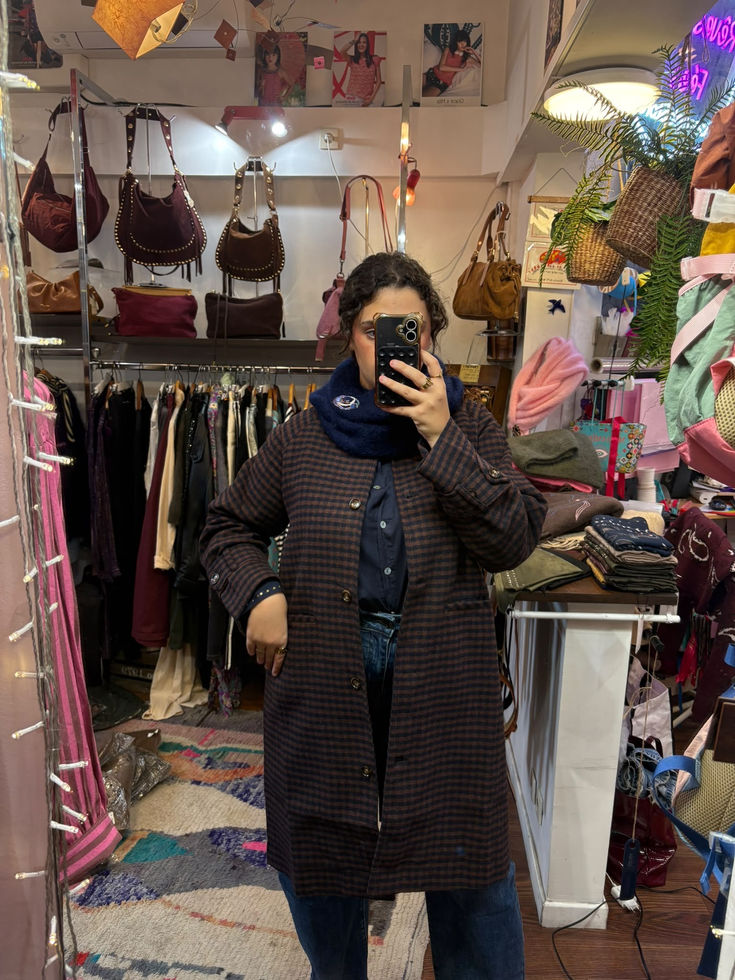 Manteau marron petits carreaux