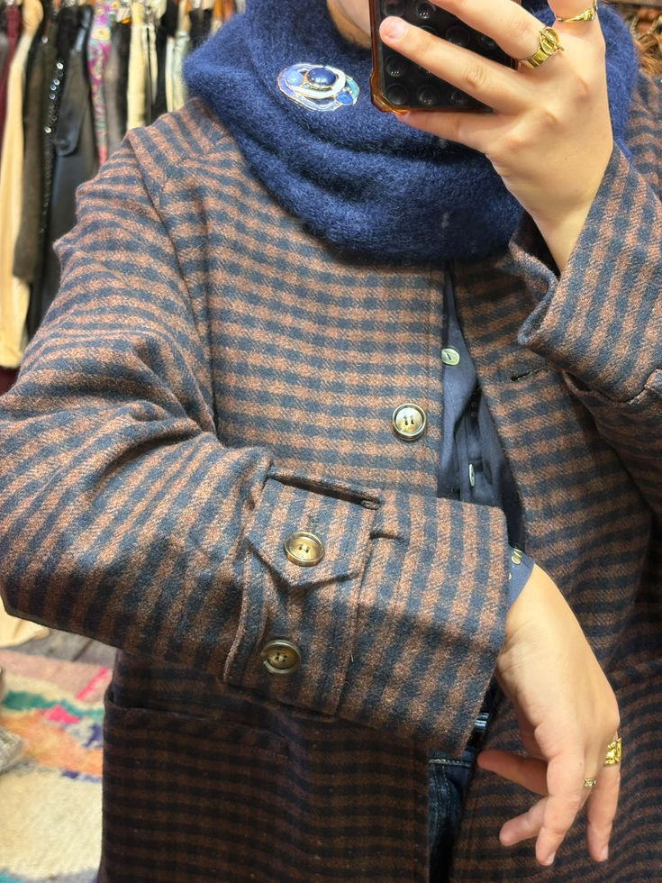 Manteau marron petits carreaux