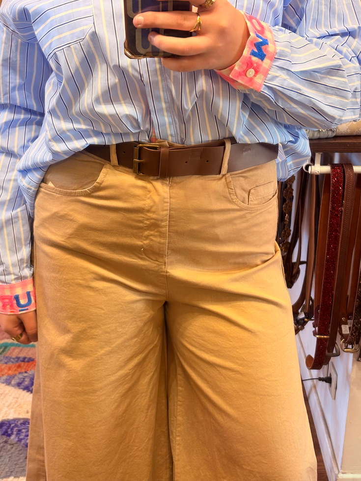 Pantalon large beige