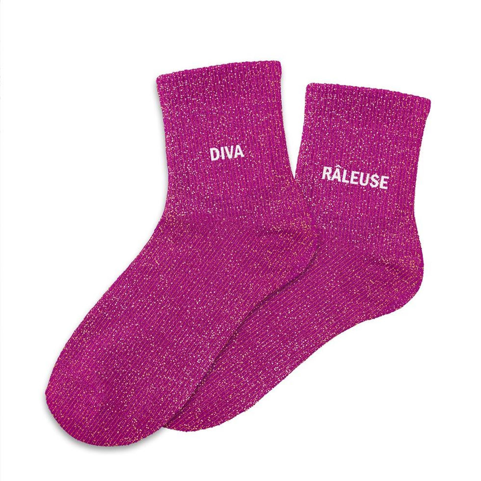 Chaussettes Duo Femme à Paillettes "Diva / Râleuse"
