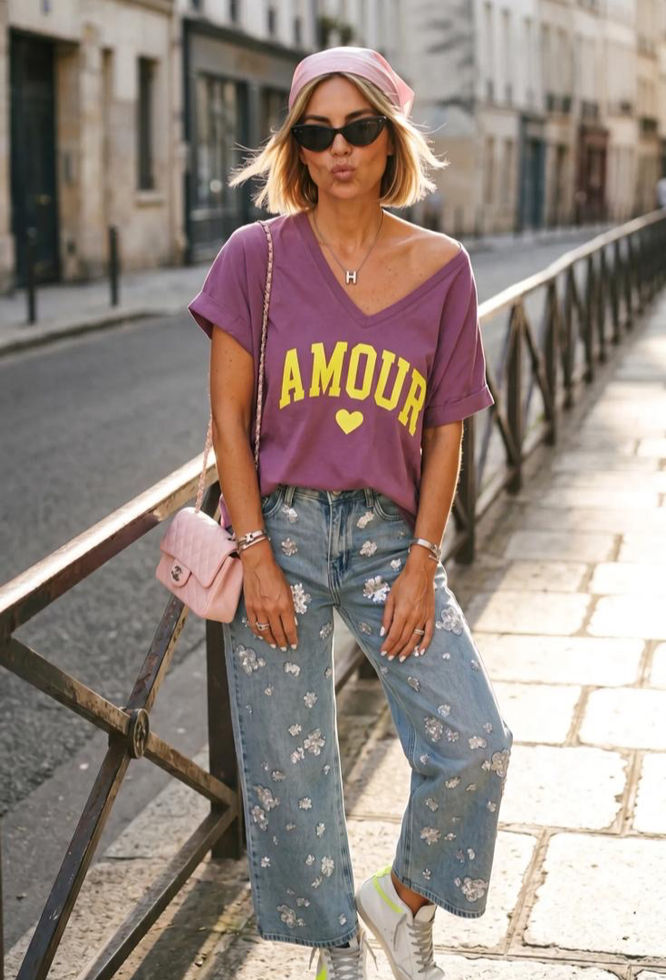 T-shirt Amour Violet