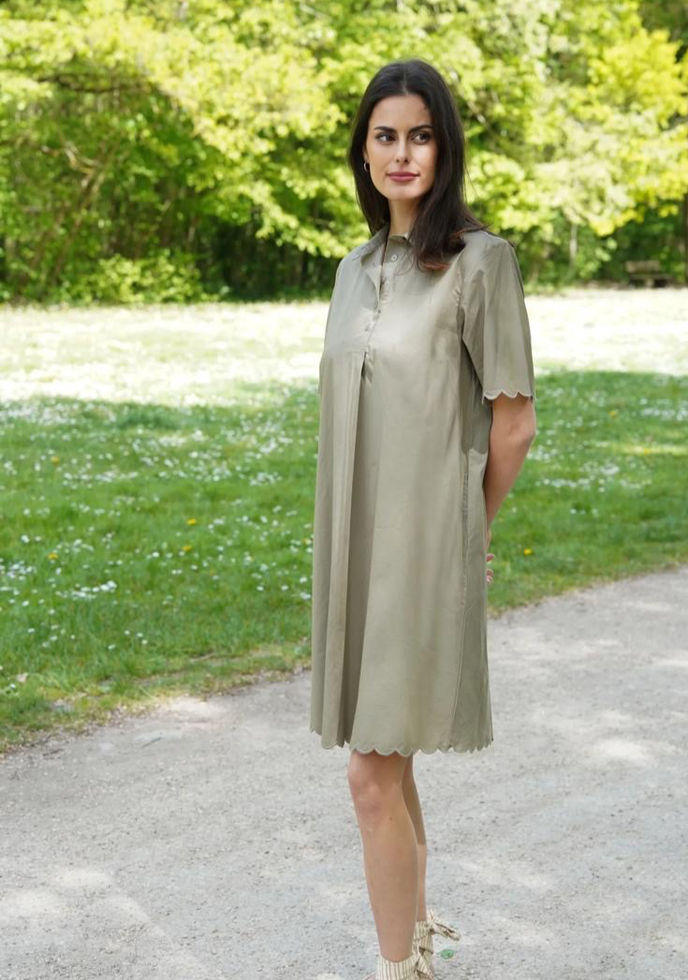 Robe chemise kaki fluide