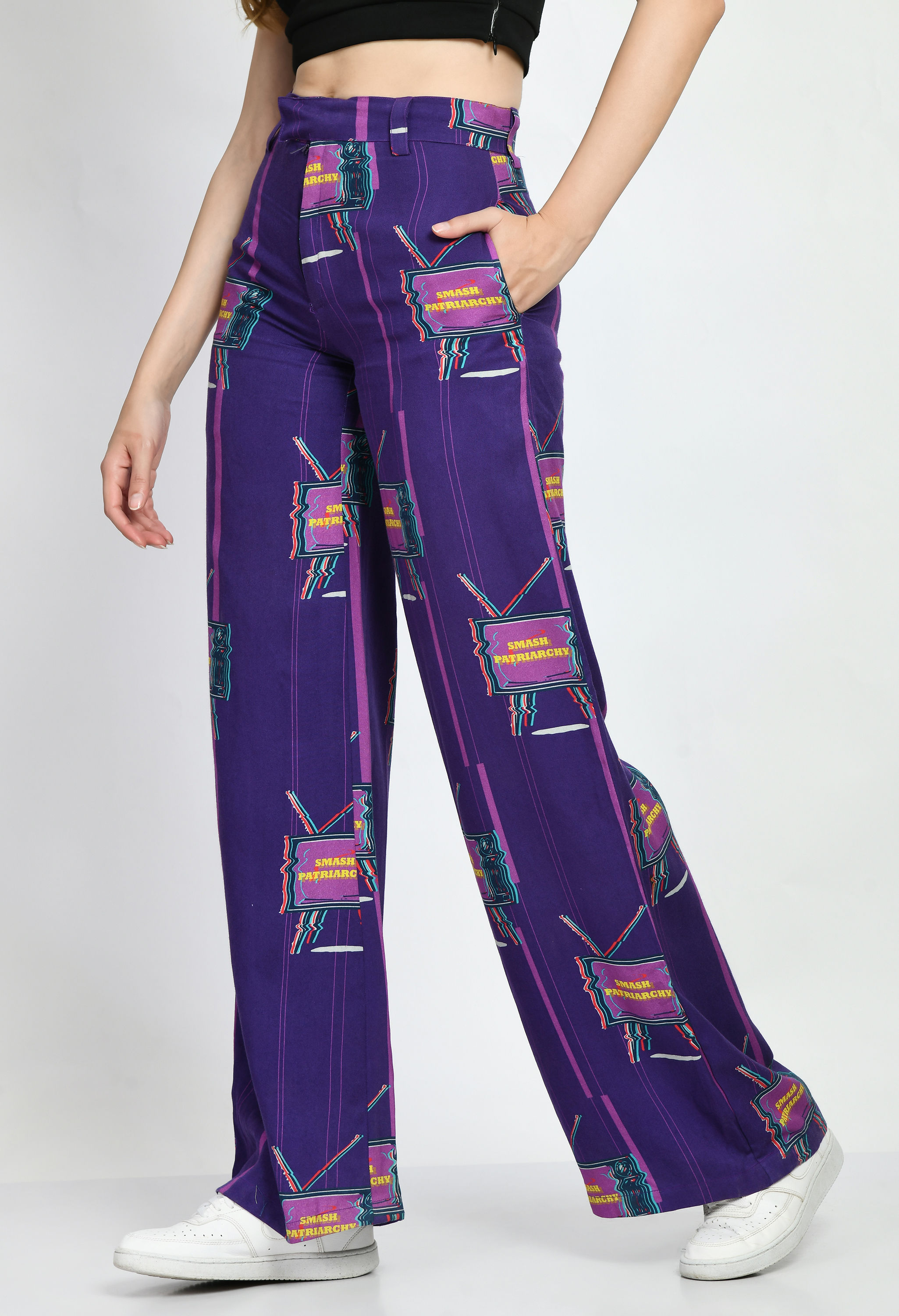 Smash Patriarchy Print Trousers