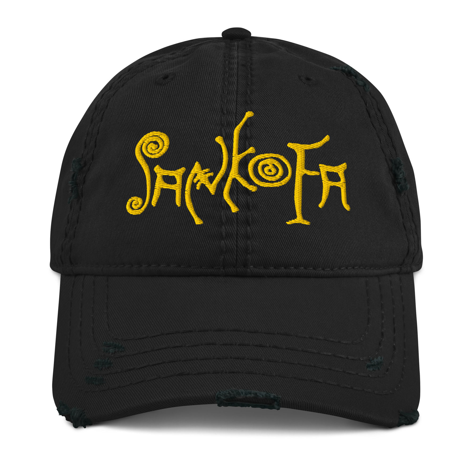Sankofa Distressed Dad Hat (Original Gold)