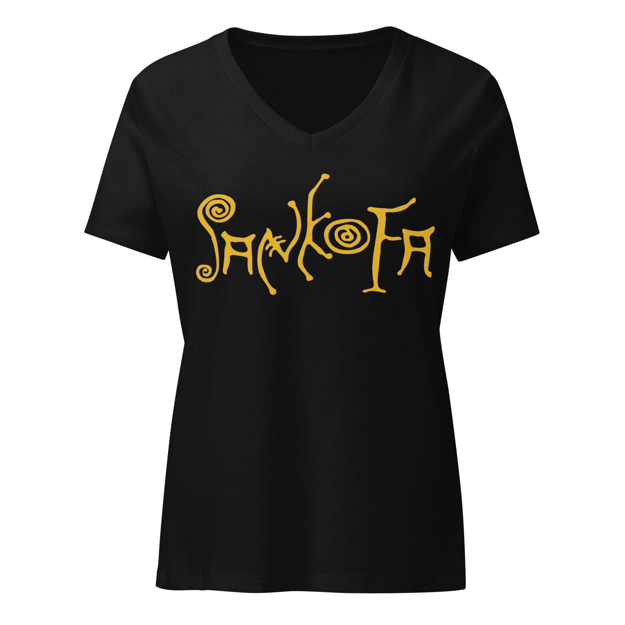 Sankofa Ladies Relaxed V-Neck Tee (OG Gold)