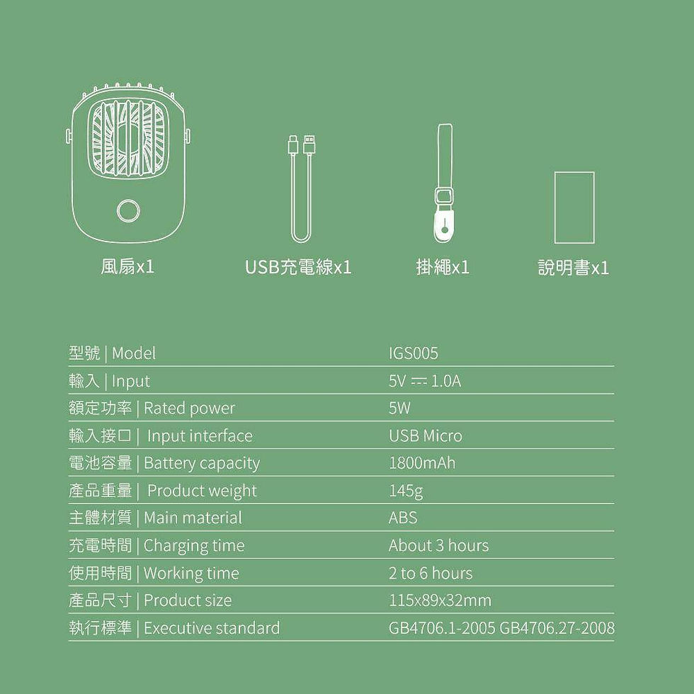 縮圖：iGrass 多功能迷你頸掛風扇