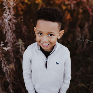 little boy stands in frosted fall field during westfield family photos