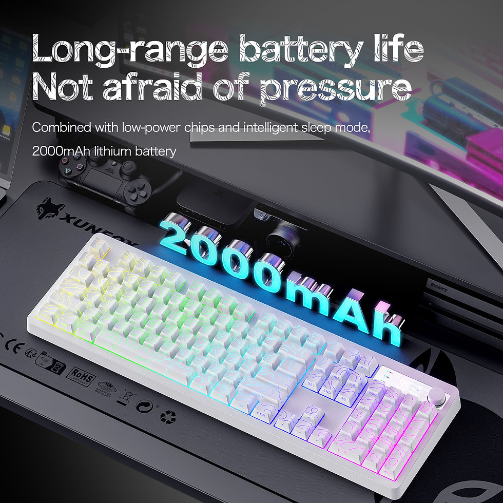 Miniatura: TK100 wireless Bluetooth wired triple-mode mechanical feel keyboard with high-de