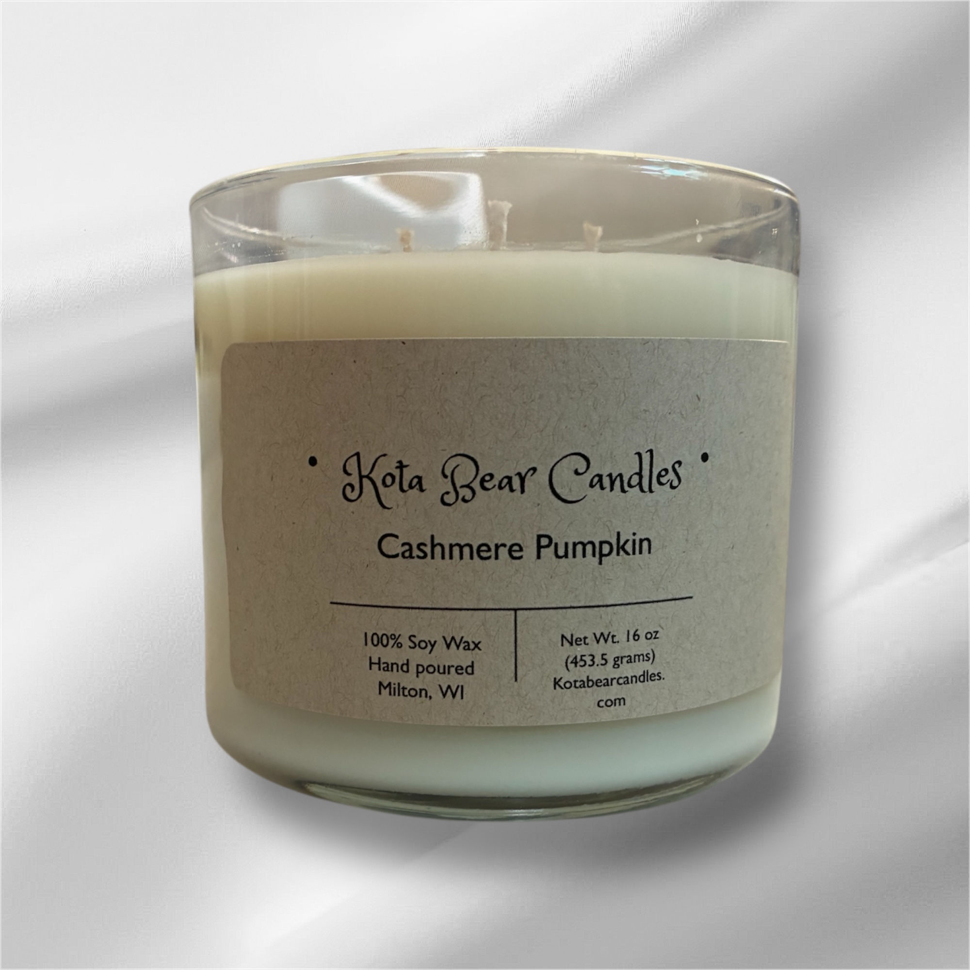 Cashmere Pumpkin scented 3-wick 16 oz candle 