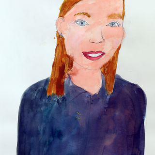 Lapsen tekemä muotokuva kansanedustaja Minja Koskelasta.