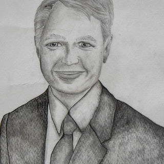 Nuoren tekemä muotokuva kansanedustaja Pekka Haavistosta.