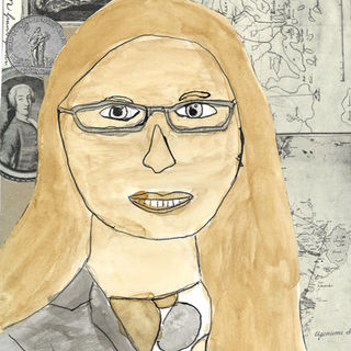 Lapsen tekemä muotokuva kansanedustaja Anna-Kristiina Mikkosesta.