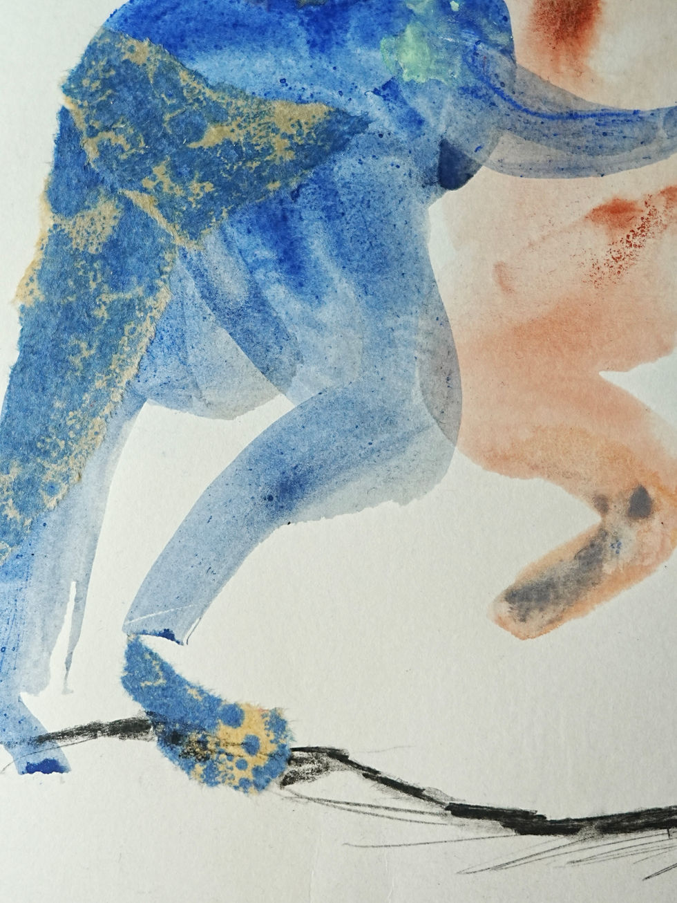Drawing of two wresting figures
