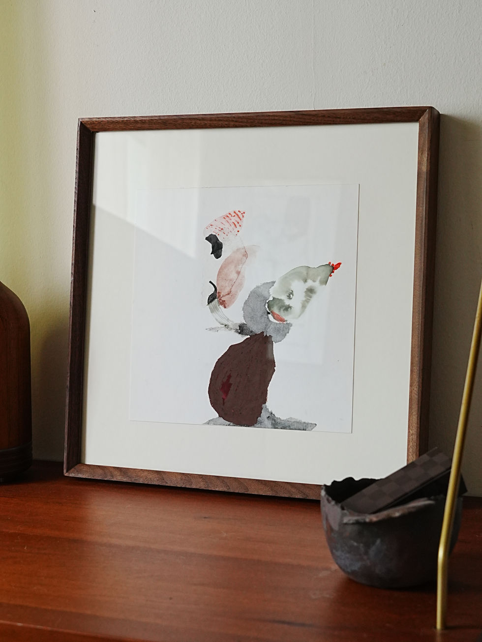 framed abstract flower drawing