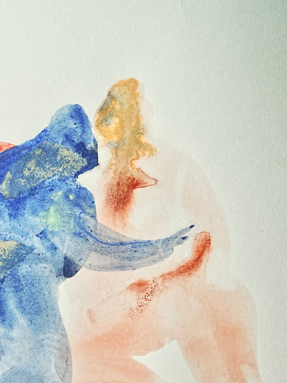 Drawing of two wresting figures