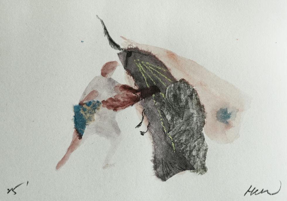 a drawing of a person with a moth