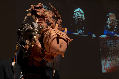 Guy Bar-Amotz.  Peter robot masks, detailed view, Beit Uri and Rami Nehoshtan Museum, 2022