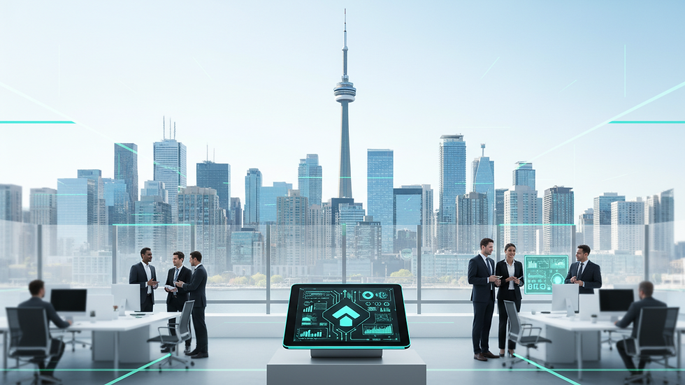 Eye-level view of Toronto city skyline with office buildings