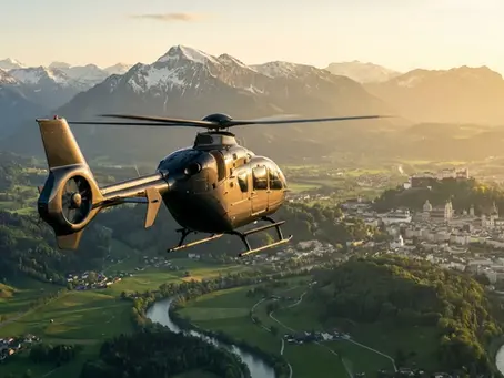 Mit dem Hubschrauber nach Salzburg