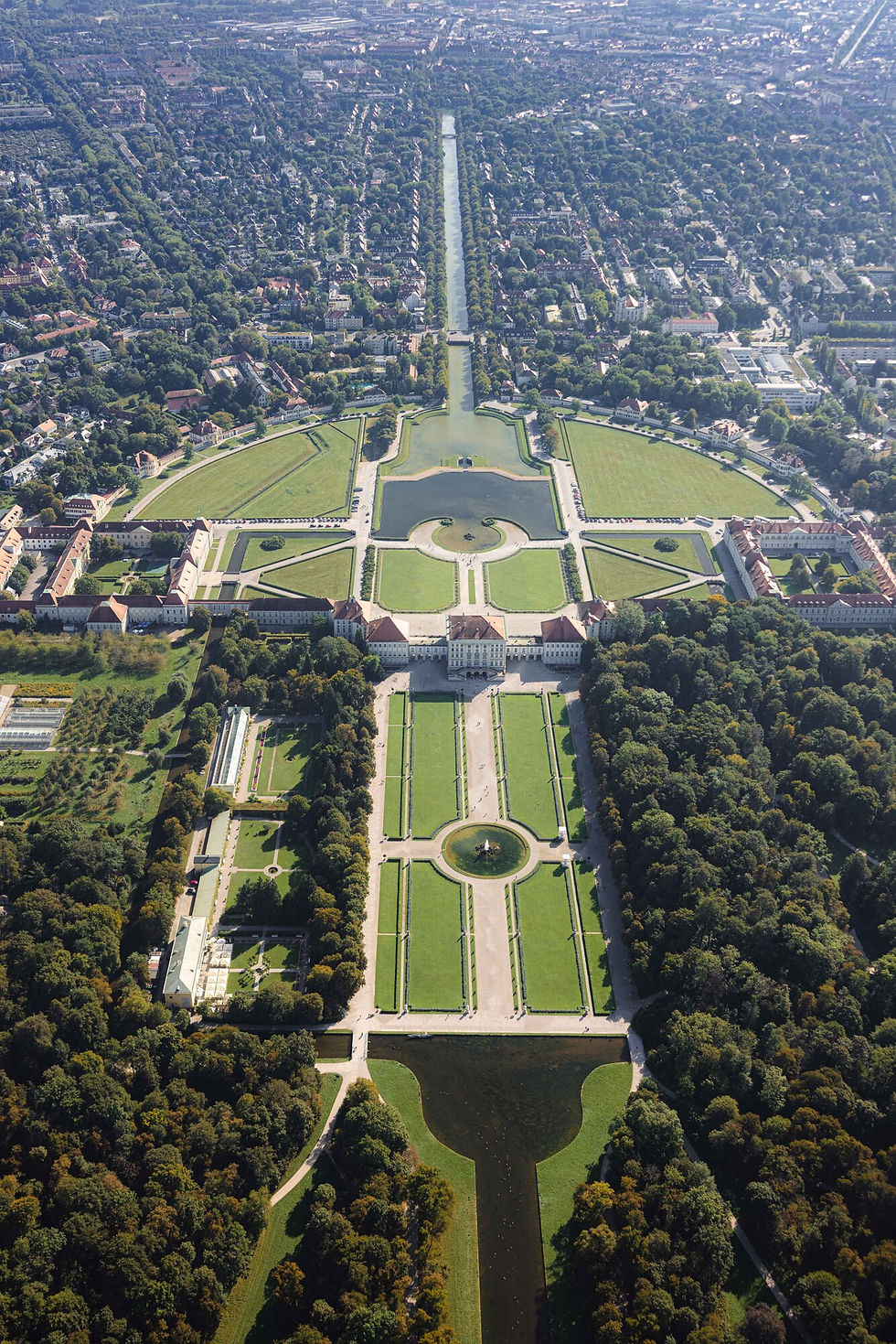 Nymphenburger Park mit Kanal aus der Luft – Münchner Parklandschaft