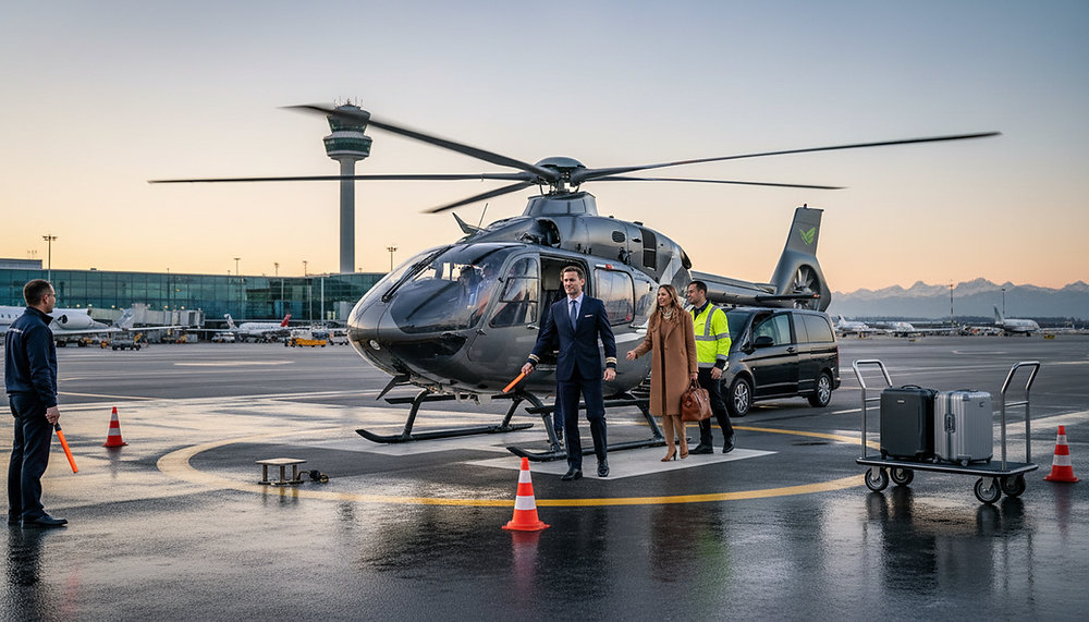 HELIGOLF tarjoaa helikopterikuljetuksia Münchenin lentokentältä