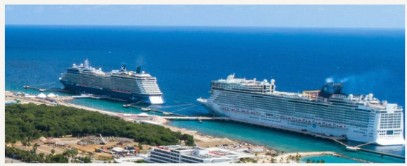 Two large Cruise ships docked in Curacao