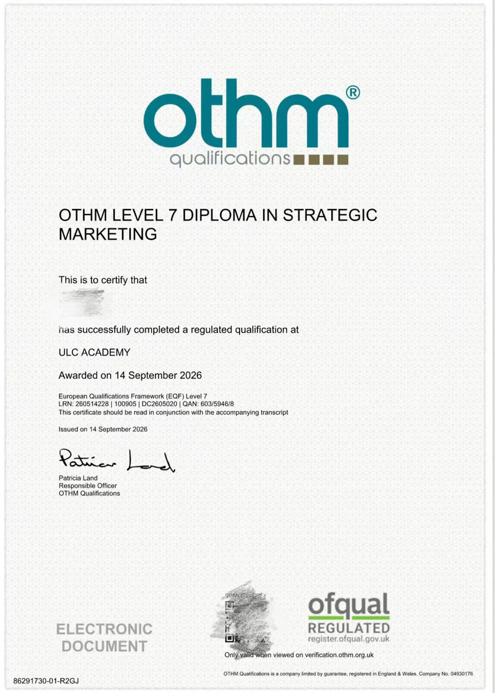 OTHM Certificate