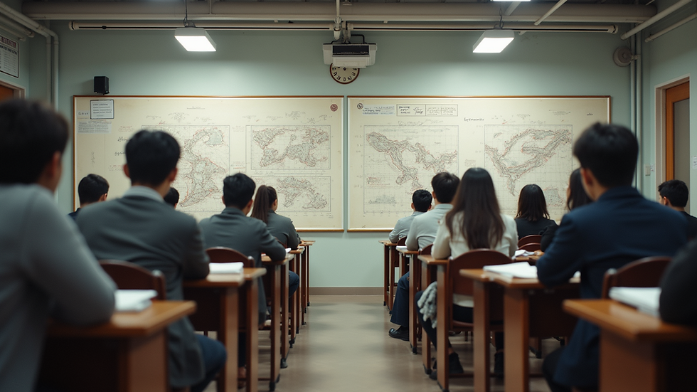 Eye-level view of a classroom with students studying BaZi charts