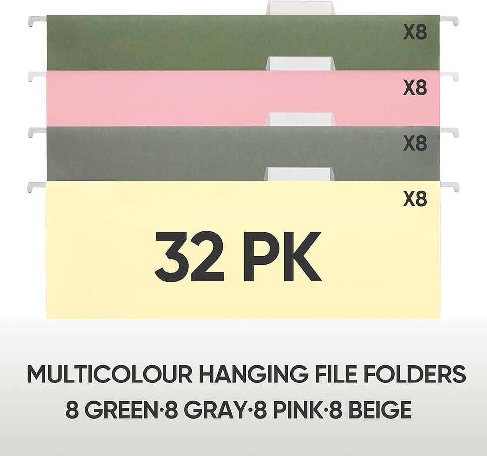 Thumbnail: Legal/Letter Size Hanging File Folders with 1/5-Cut Tabs for Filing Cabinets