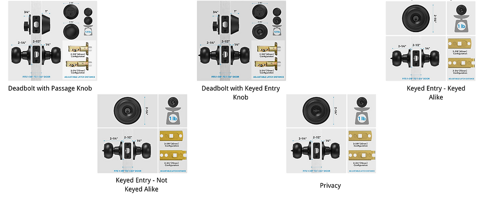 Thumbnail: Round Door Knobs, Ball Door Knob with Dead Bolt, Door Handle Lock for Indoor
