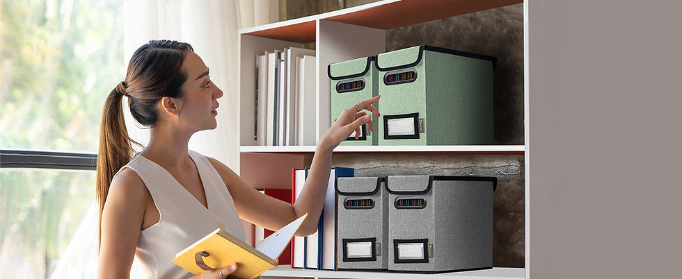 Thumbnail: File Organizer Box with Lid, Collapsible File Folder Organizer