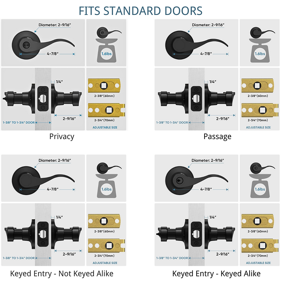Thumbnail: Traditional Wave Style Reversible Door Lever, Door Handle for Closet