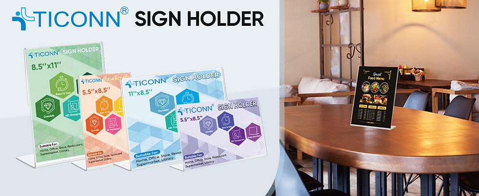 Thumbnail: Acrylic Sign Holder, L Shape Clear Plastic Paper Holder for Office, Restaurant
