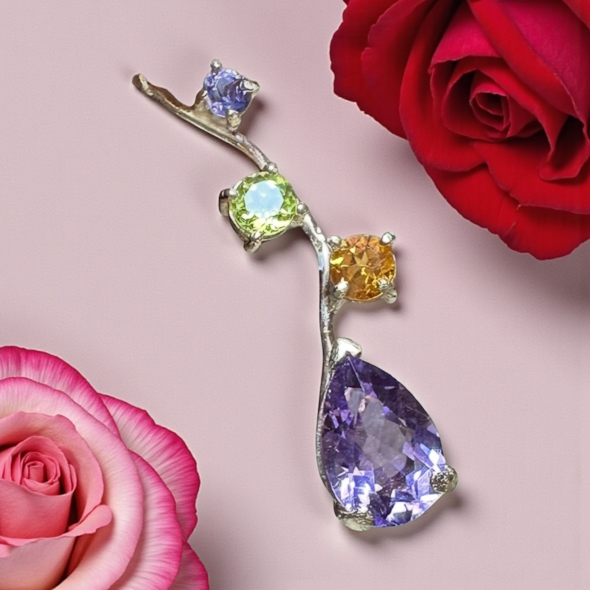 Amethyst Multi Stone Gold Pendant