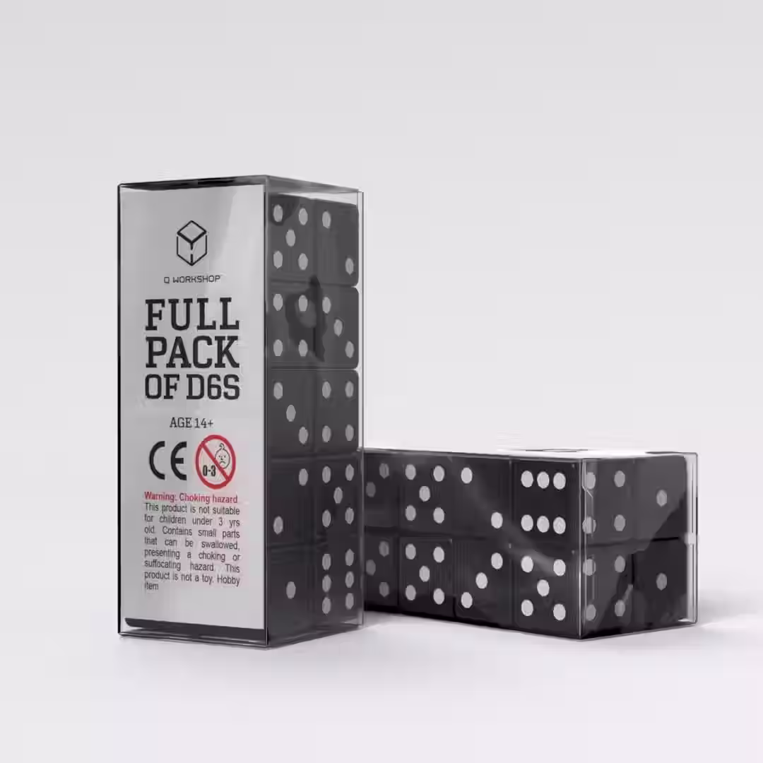 Full Pack of D6s: Black & White