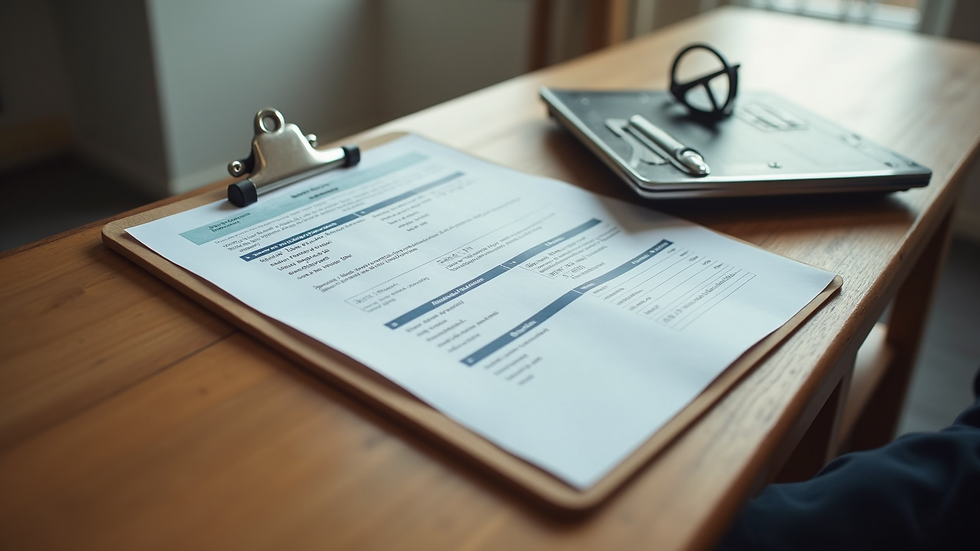 High angle view of a home inspection report on a clipboard