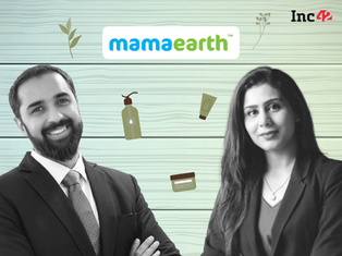 Mamaearth brand logo displayed against a vibrant green background, representing its identity as a natural and eco-conscious personal care company.