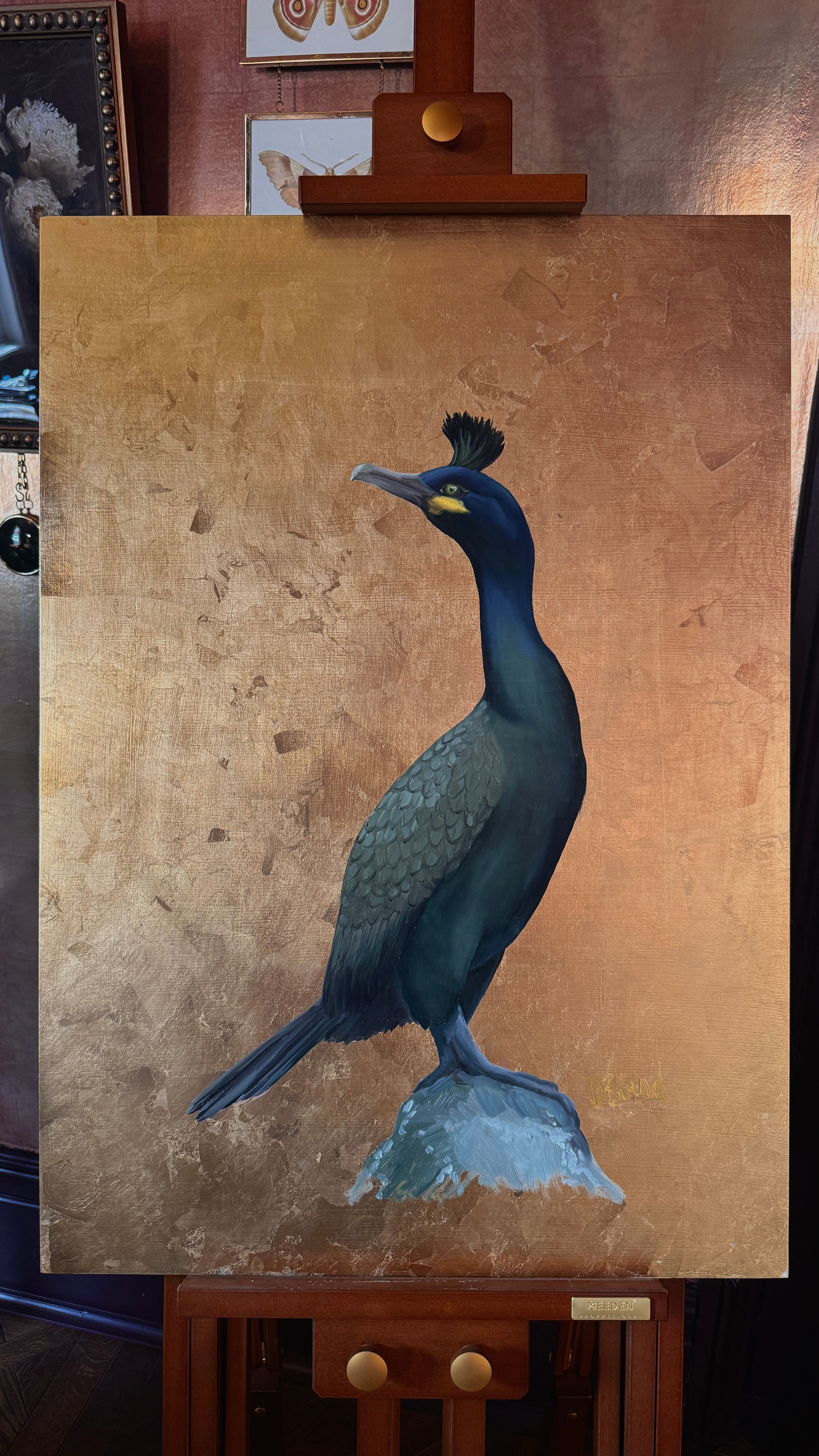European shag   - oil on metal leaf