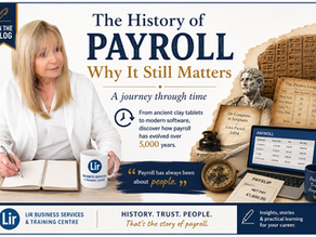 A woman writing about the History of Payroll