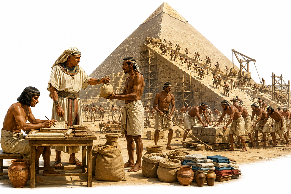 Men building the pyramids