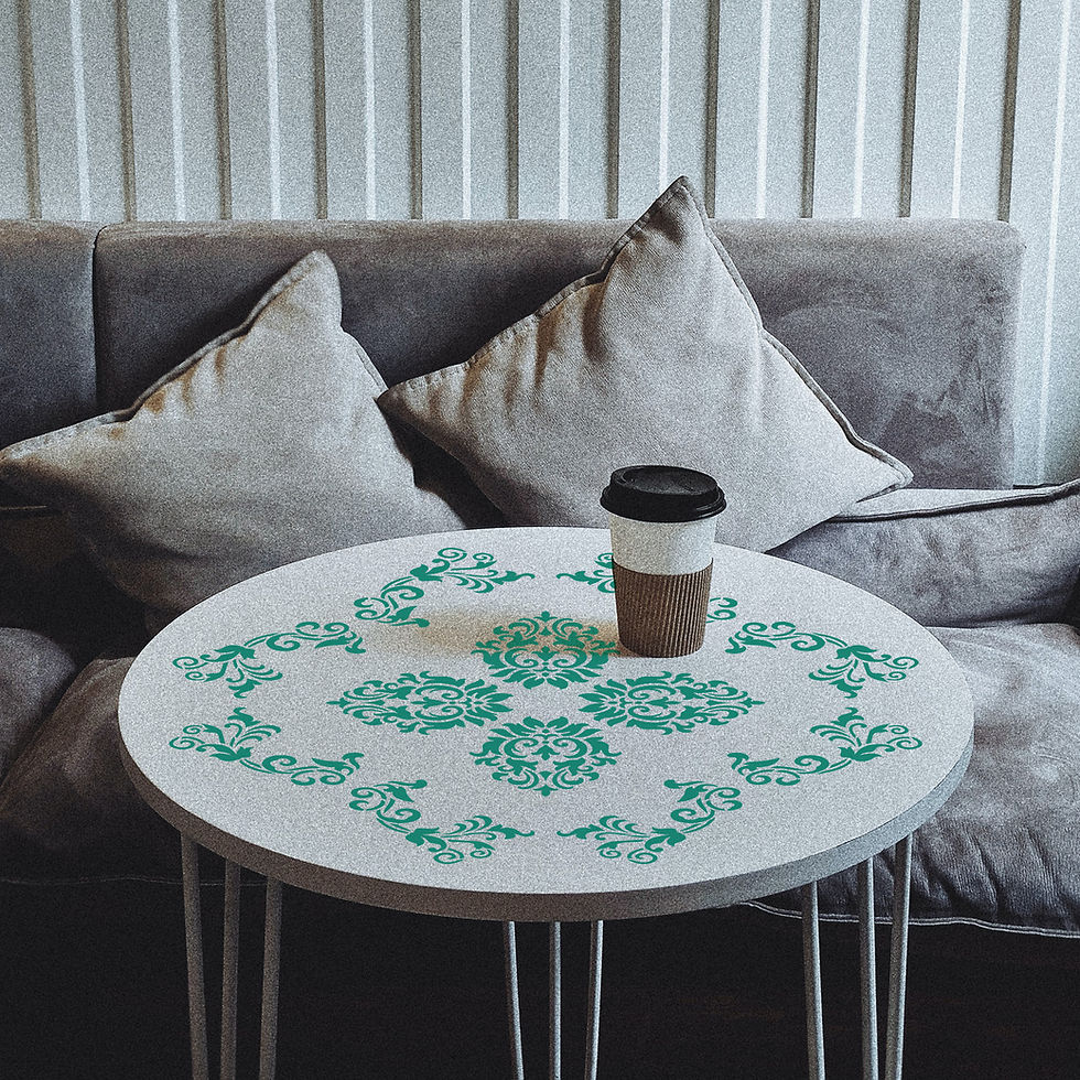 Miniatură: Sablon decorativ reutilizabil A4 - Damask Duo (1171)