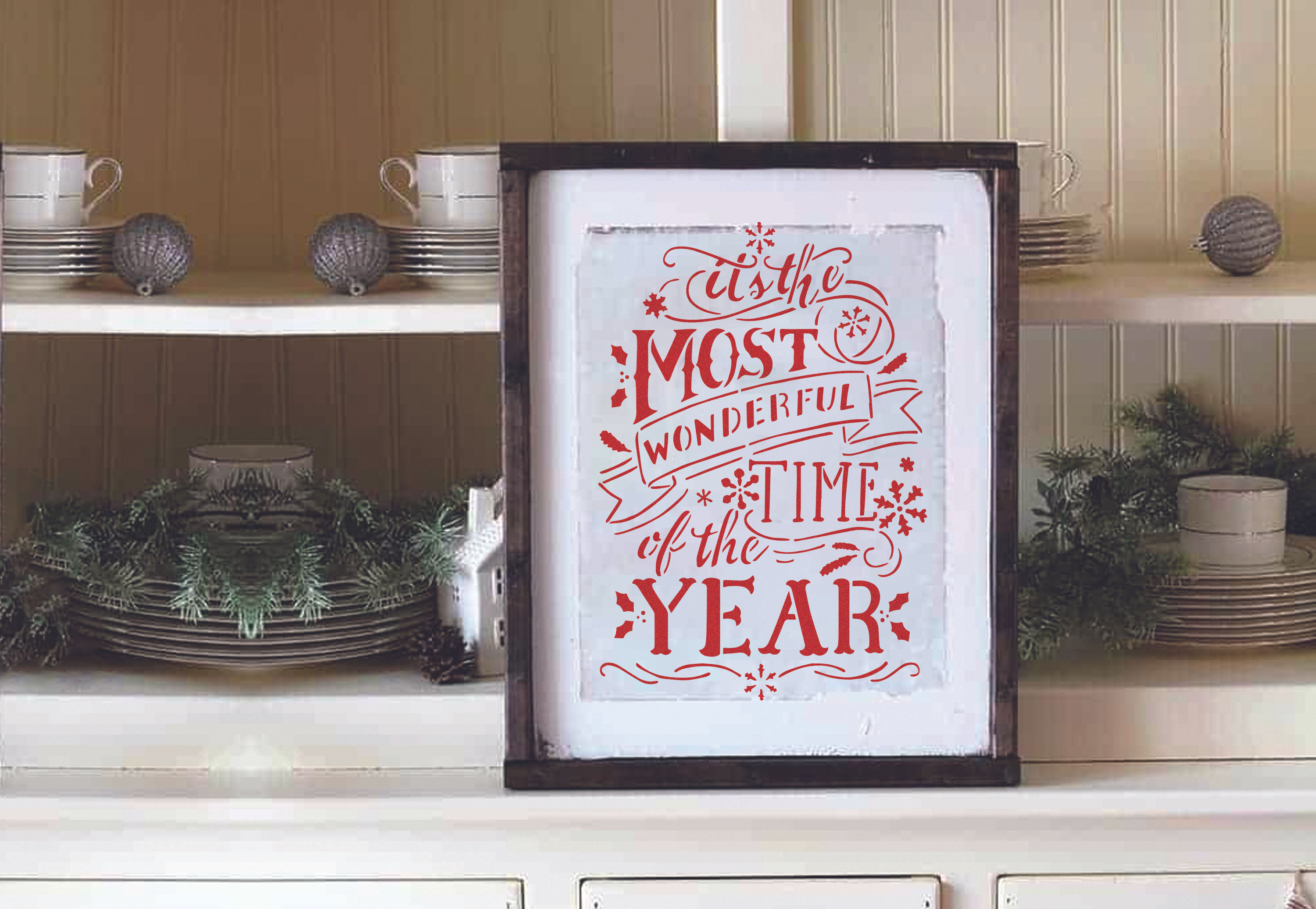 Sablon decorativ reutilizabil A4 - The most wonderful time Christmas (1116)