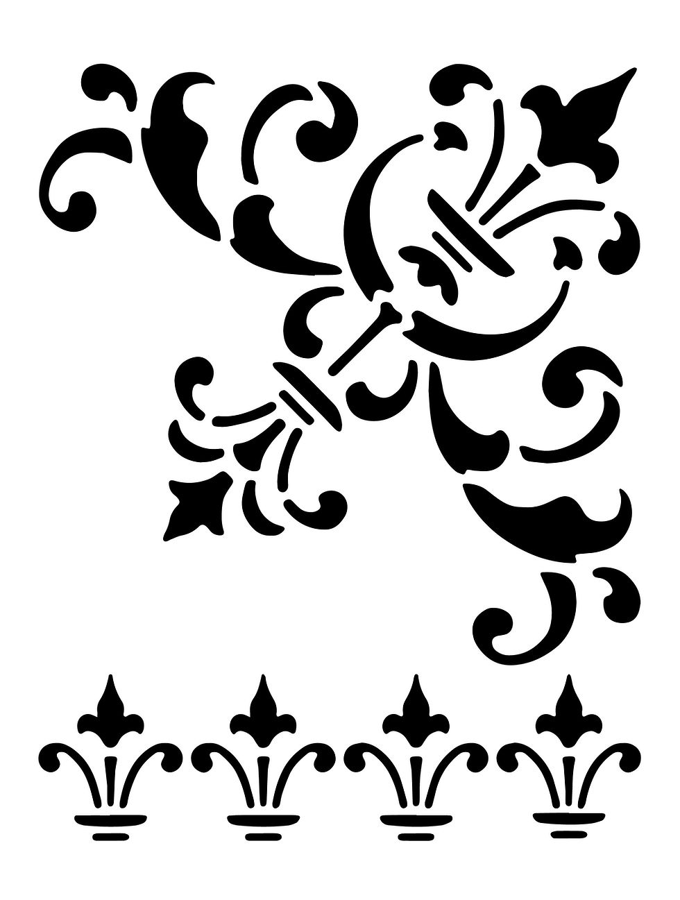 Miniatură: Sablon decorativ reutilizabil A4 - Baroque Line (1169)