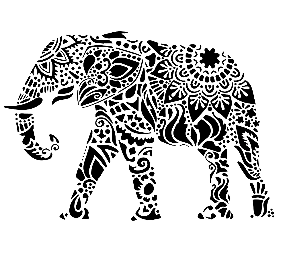 Miniatură: Sablon decorativ reutilizabil 3D Hindi Tusk 80x110cm (6202)