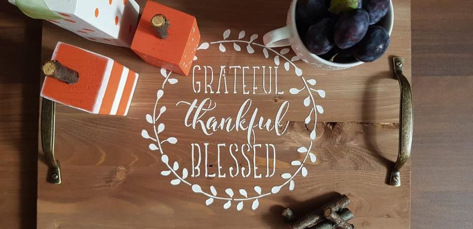 Miniatură: Sablon decorativ reutilizabil - Gratefel, blessed  (1101)