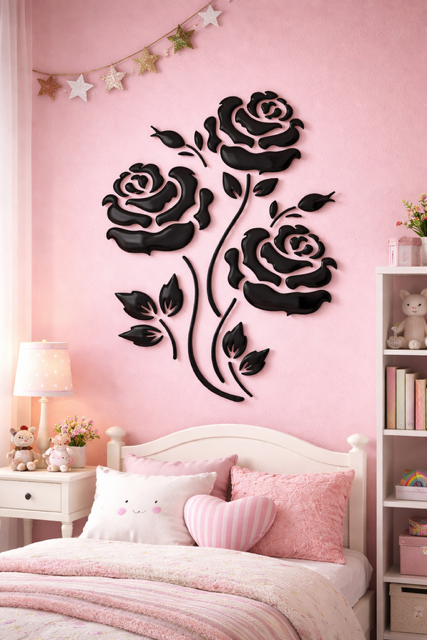 Miniatură: Sablon decorativ reutilizabil 3D Three Roses (6016)