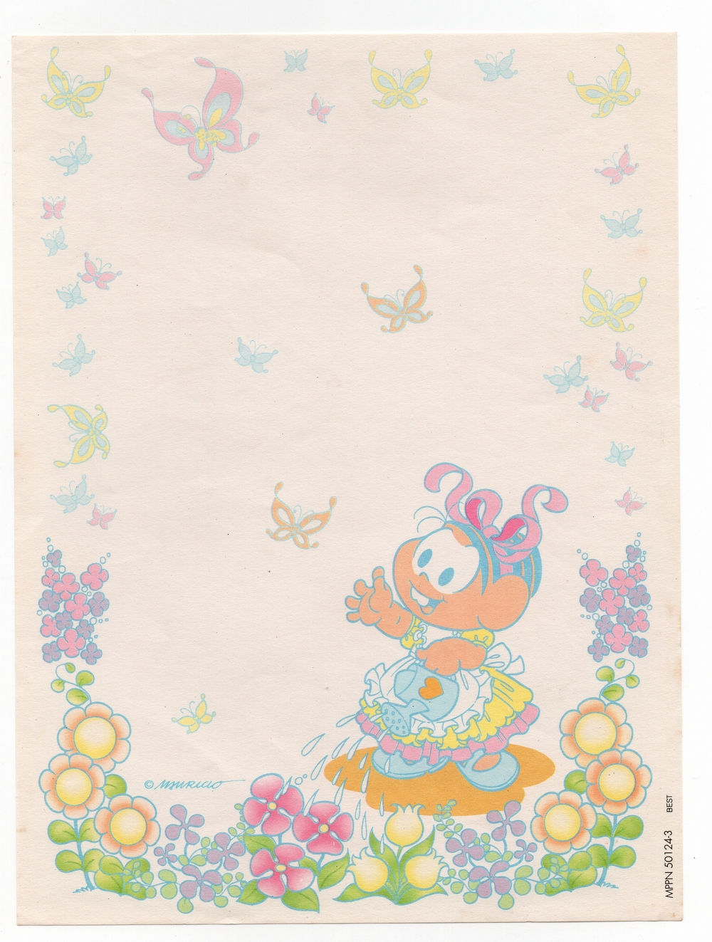 Papel de Carta Antigo Best Cards Turma da Mônica Flores