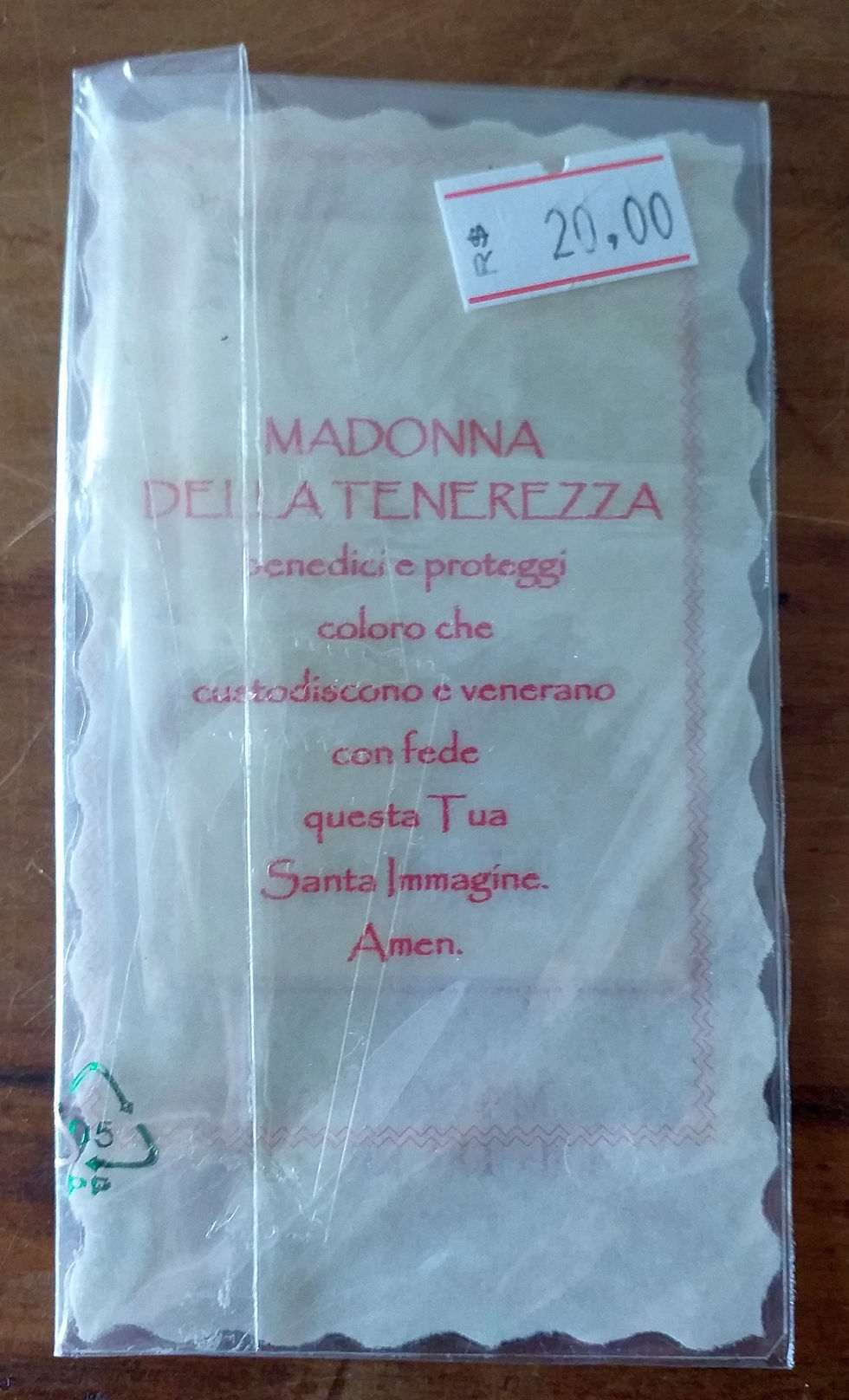 Miniatura: Santinho com Medalha Madonna della Tenerezza